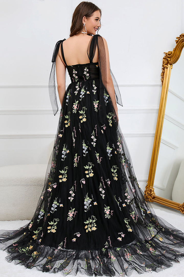 Trendy Tulle A-Line Evening Dress - Isabella-Black-0-Nora Luxe