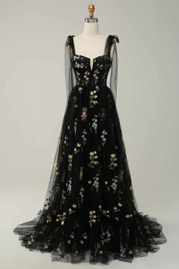 Trendy Tulle A-Line Evening Dress - Isabella-Black-0-Nora Luxe