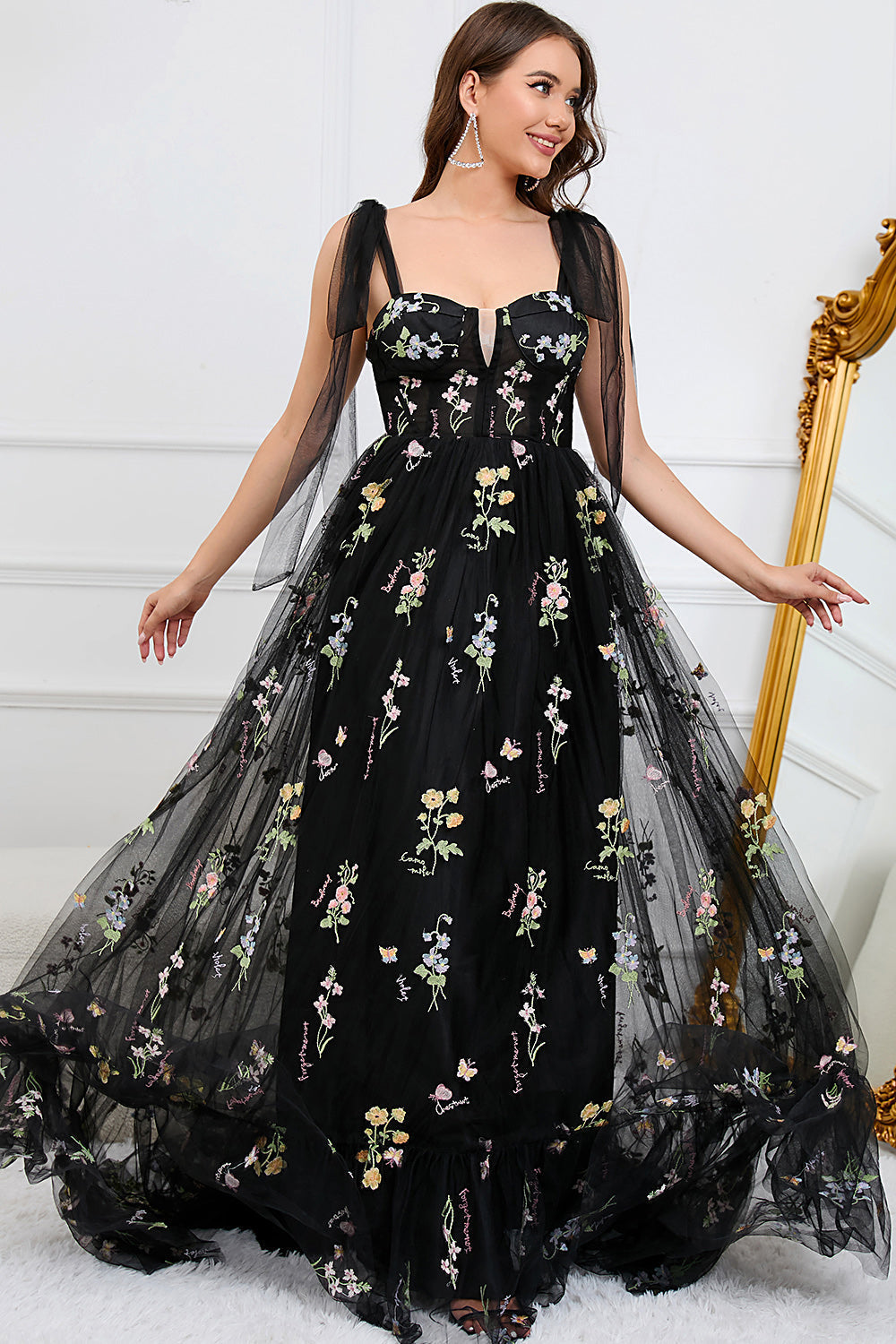 Trendy Tulle A-Line Evening Dress - Isabella-Black-0-Nora Luxe