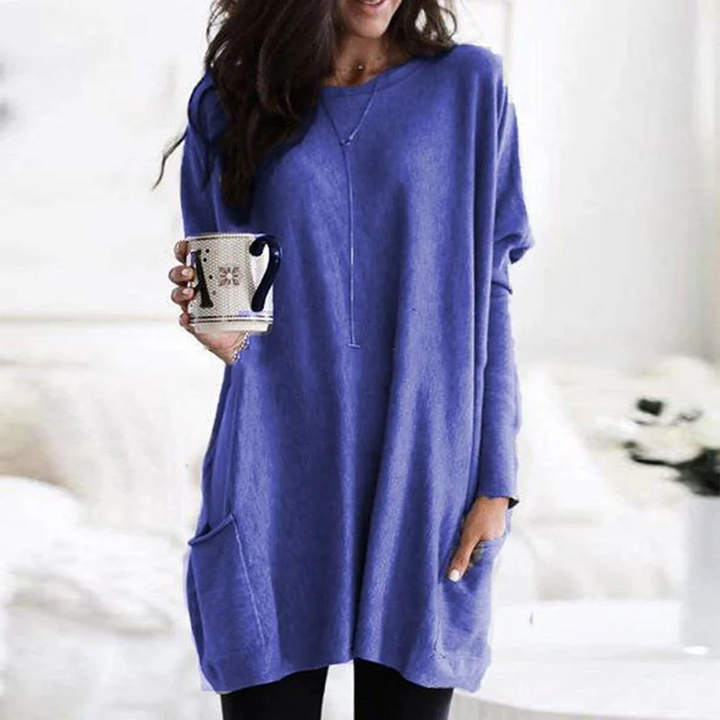 Trendy Tunic with Long Sleeves - Celina-Blue-S-Nora Luxe