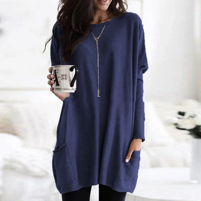 Trendy Tunic with Long Sleeves - Celina-Dark blue-S-Nora Luxe
