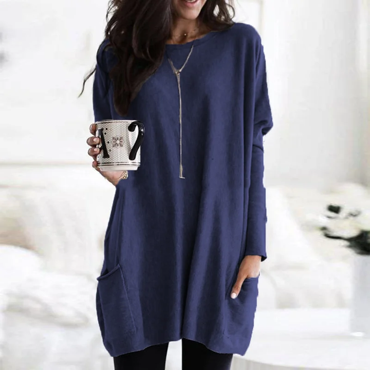 Trendy Tunic with Long Sleeves - Celina-Dark blue-S-Nora Luxe