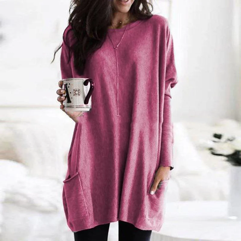 Trendy Tunic with Long Sleeves - Celina-Dark pink-S-Nora Luxe