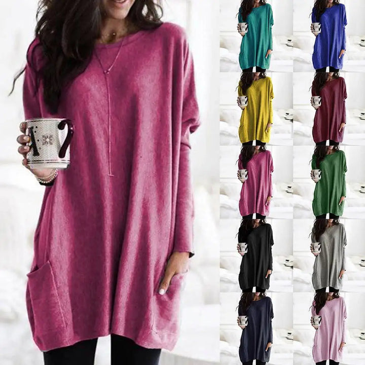Trendy Tunic with Long Sleeves - Celina-Dark pink-S-Nora Luxe