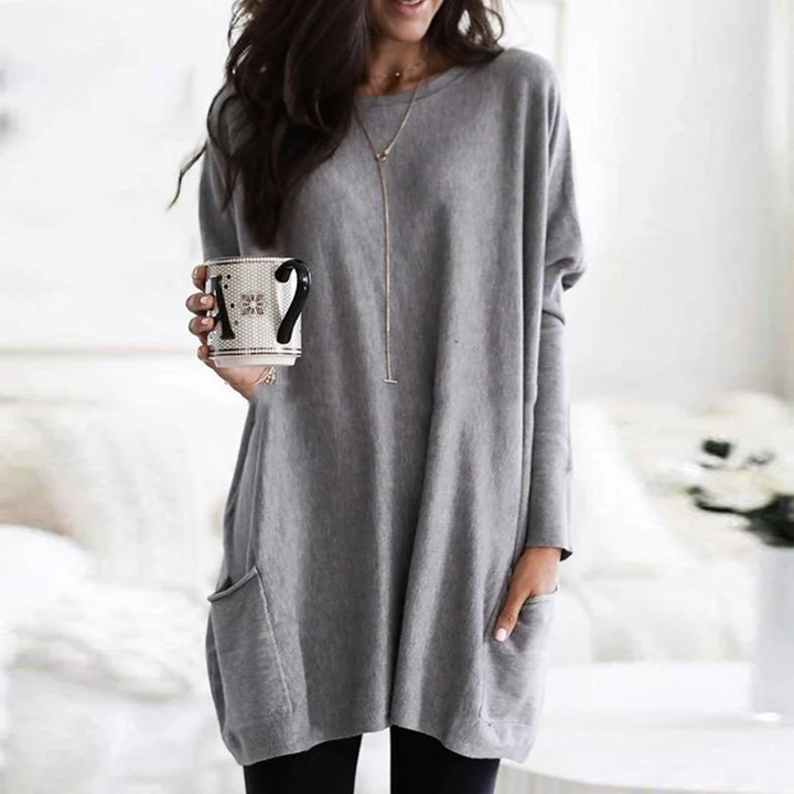 Trendy Tunic with Long Sleeves - Celina-Gray-S-Nora Luxe