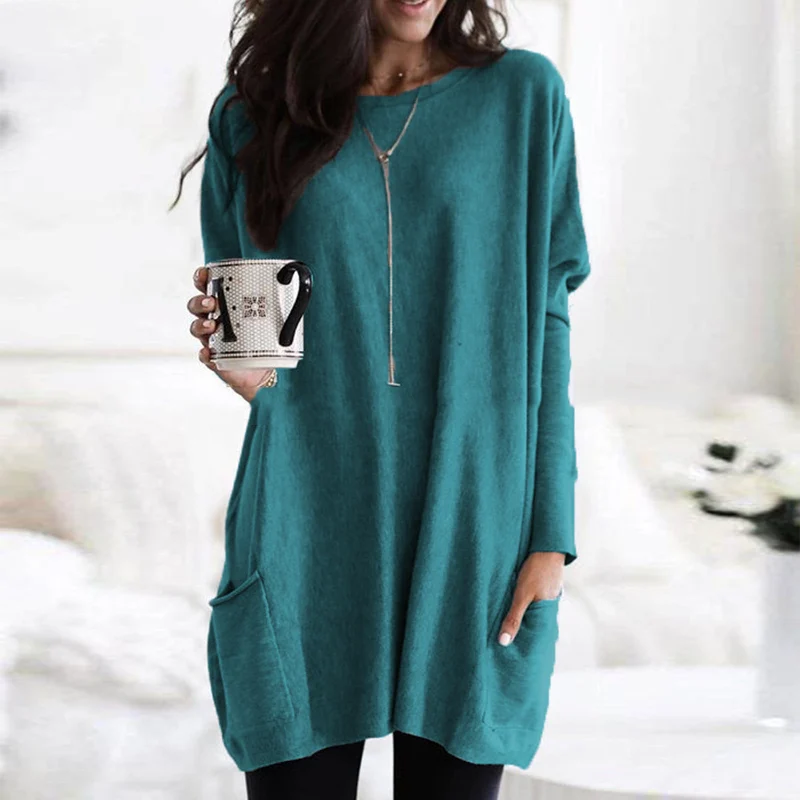 Trendy Tunic with Long Sleeves - Celina-Green-S-Nora Luxe