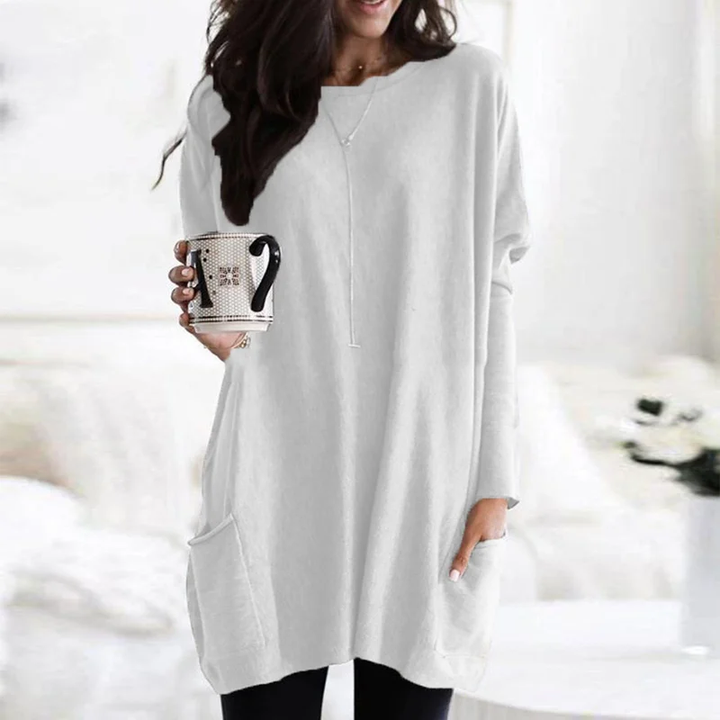 Trendy Tunic with Long Sleeves - Celina-White-S-Nora Luxe