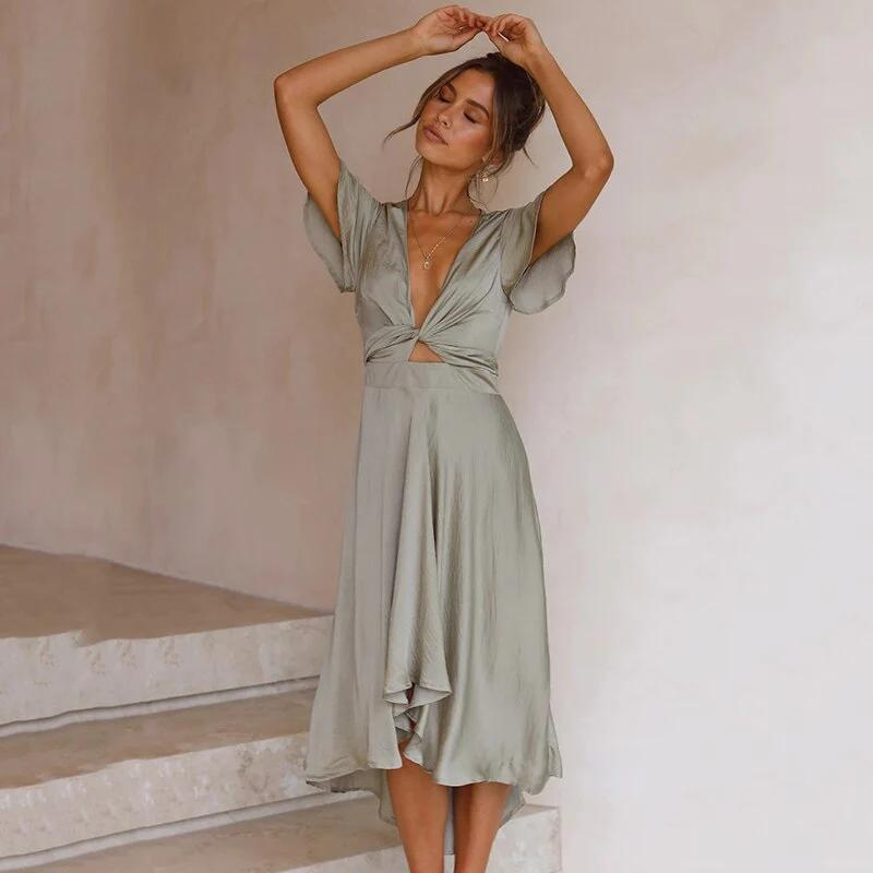 Trendy Vintage Summer Dress - Clara-Light green-M-Nora Luxe