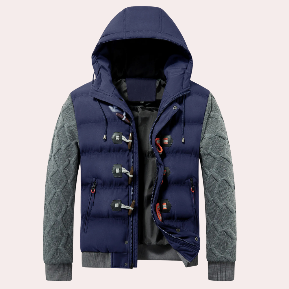 Trendy Warm Winter Jacket for Men - Raphael-Dark blue-S-Nora Luxe