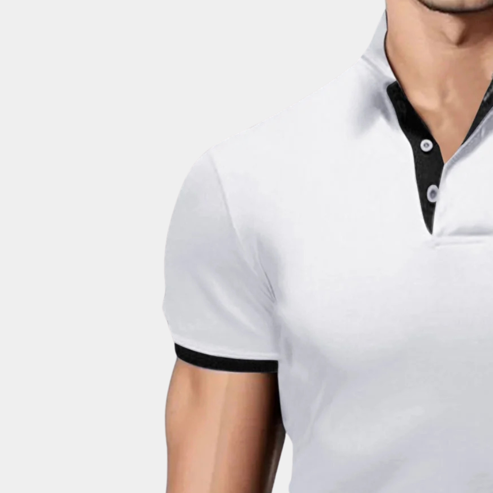 Trendy White Men's Polo - Tiberius-S-Nora Luxe