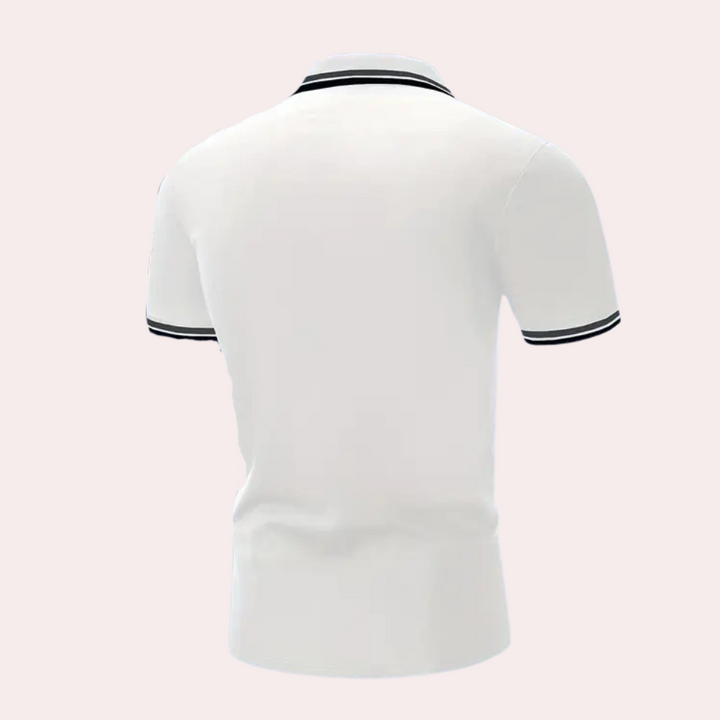 Trendy White Men's Polo - Tiberius-S-Nora Luxe