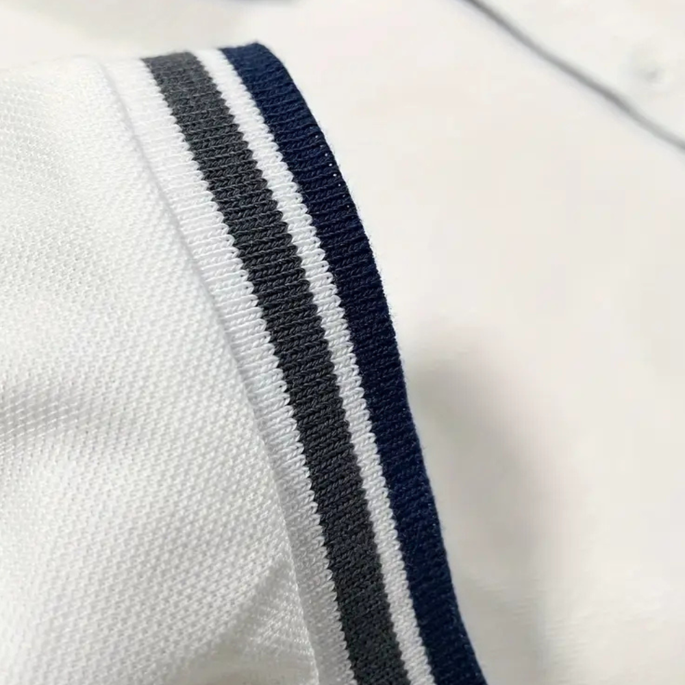 Trendy White Men's Polo - Tiberius-S-Nora Luxe