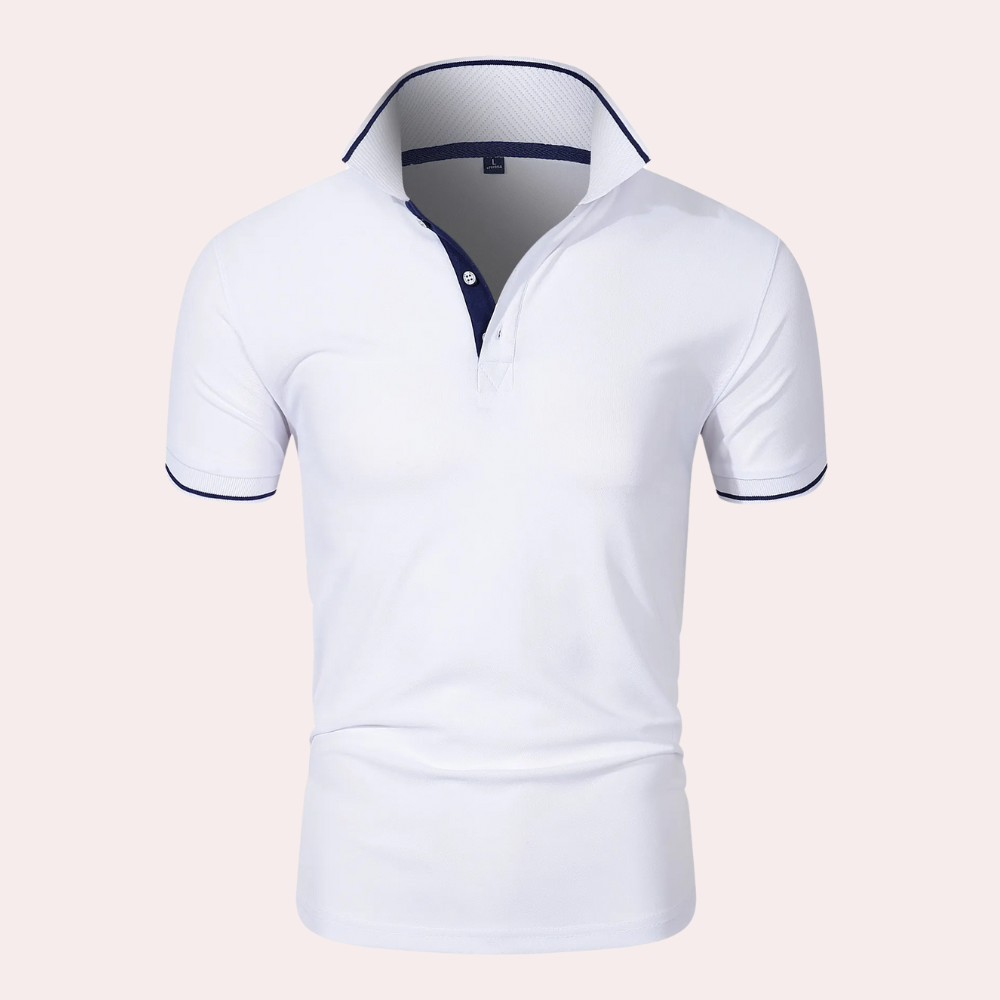 Trendy White Men's Polo - Tiberius-S-Nora Luxe