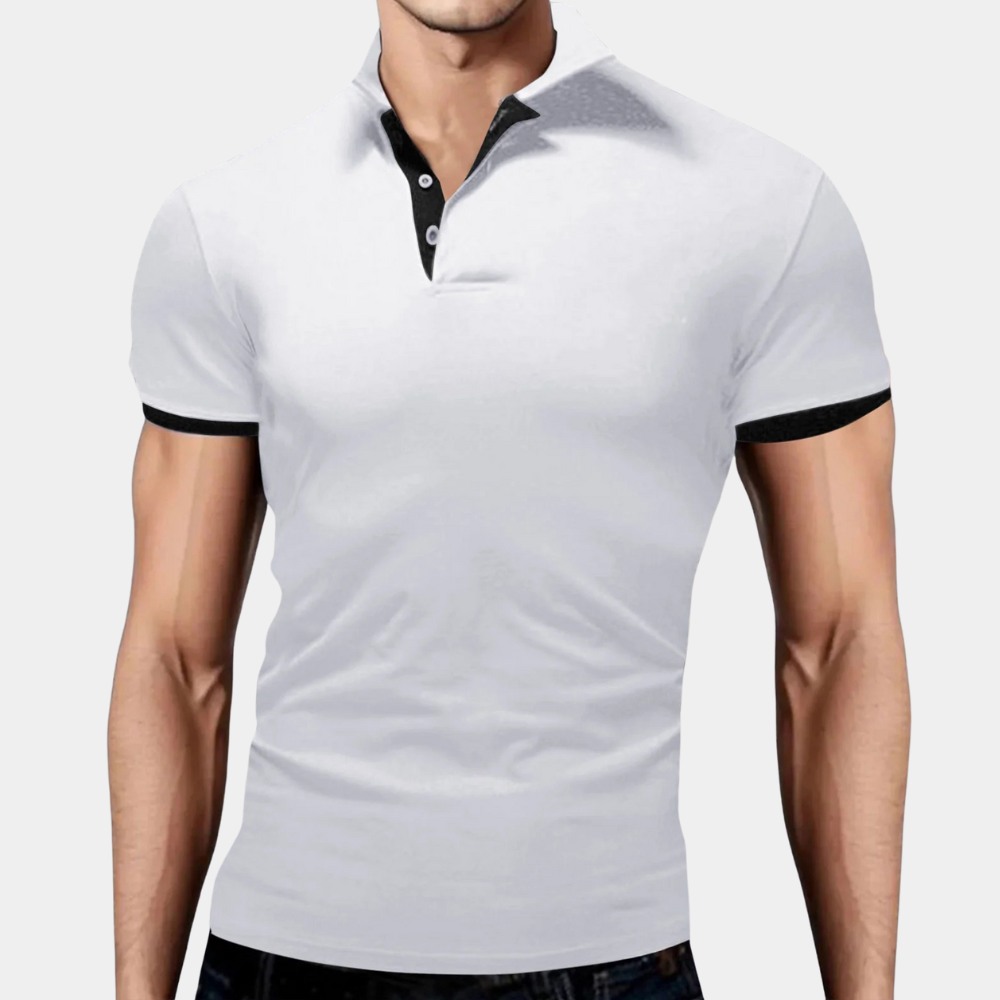 Trendy White Men's Polo - Tiberius-S-Nora Luxe
