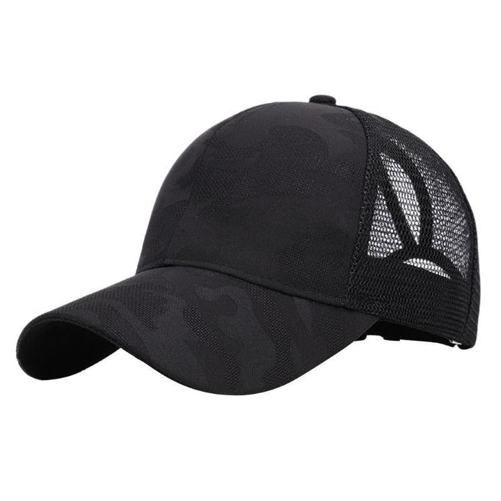 Trendy women's baseball cap with ponytail hole & Velcro closure – Leona (1+1 FREE)-Black-Nora Luxe