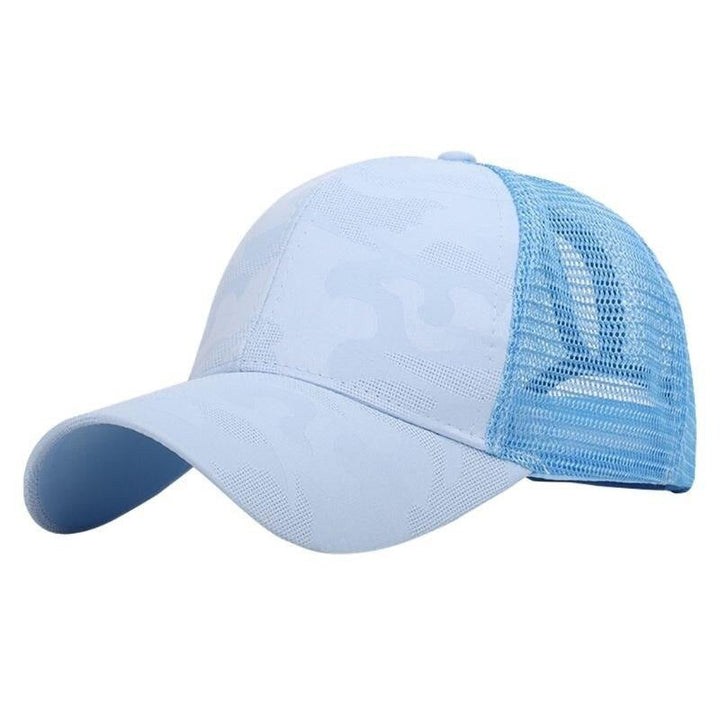 Trendy women's baseball cap with ponytail hole & Velcro closure – Leona (1+1 FREE)-Blue-Nora Luxe