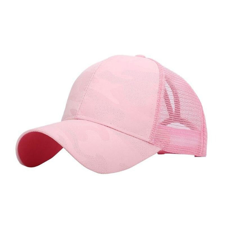 Trendy women's baseball cap with ponytail hole & Velcro closure – Leona (1+1 FREE)-Pink-Nora Luxe