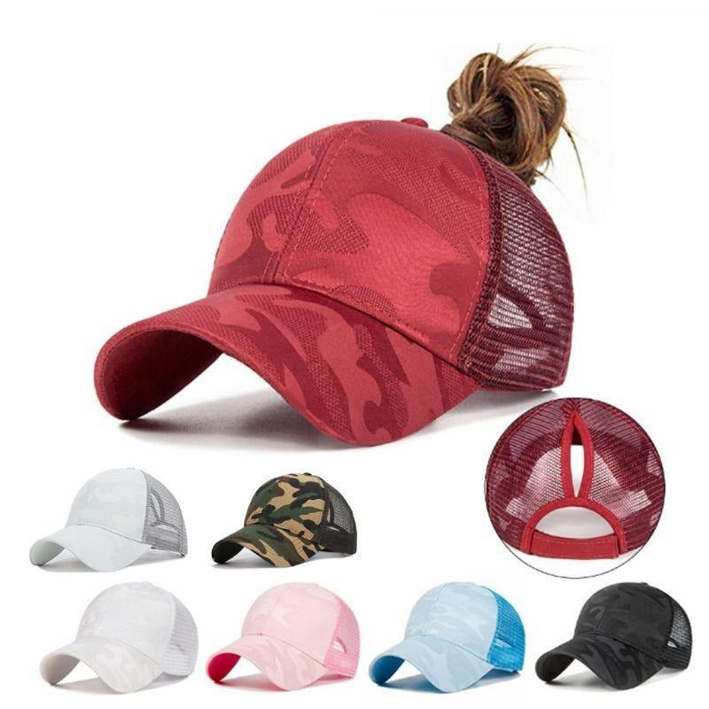 Trendy women's baseball cap with ponytail hole & Velcro closure – Leona (1+1 FREE)-Pink-Nora Luxe