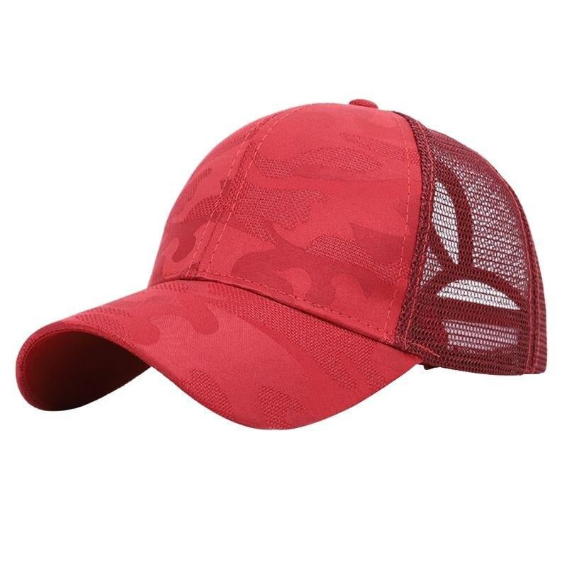 Trendy women's baseball cap with ponytail hole & Velcro closure – Leona (1+1 FREE)-Red-Nora Luxe