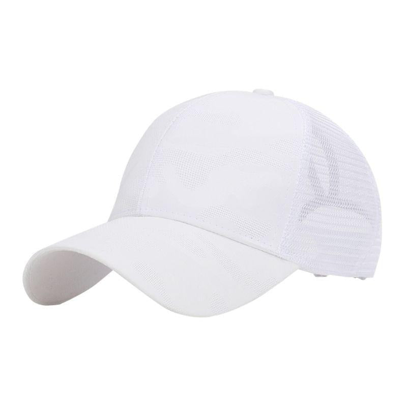 Trendy women's baseball cap with ponytail hole & Velcro closure – Leona (1+1 FREE)-White-Nora Luxe