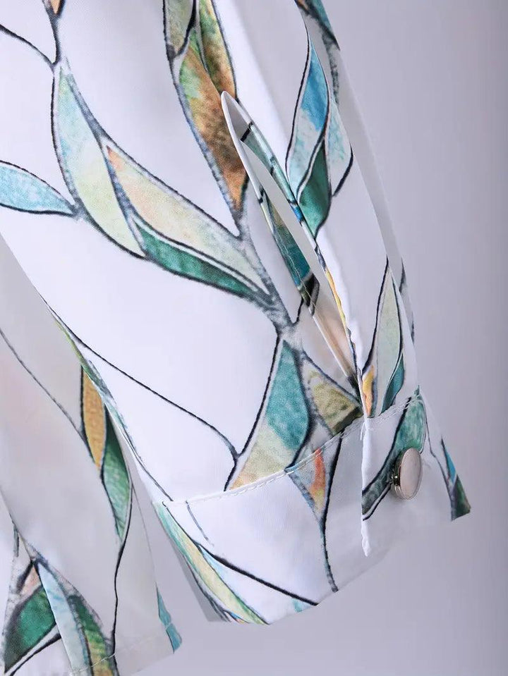 Trendy women's blouse with abstract pattern and button placket – Marlene-White-XS-Nora Luxe