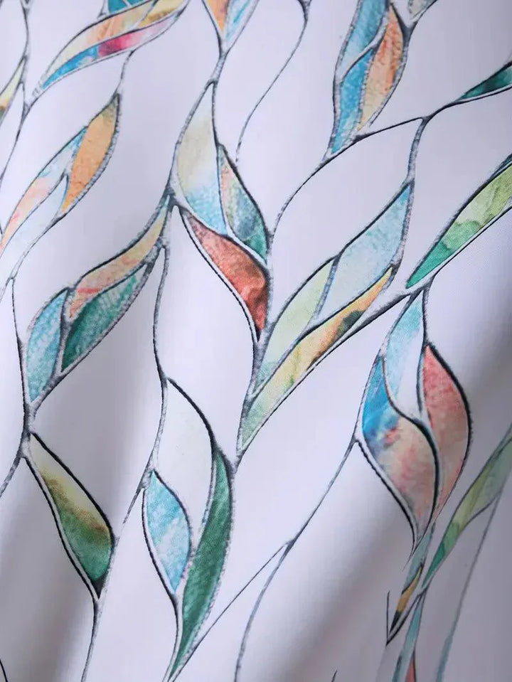 Trendy women's blouse with abstract pattern and button placket – Marlene-White-XS-Nora Luxe