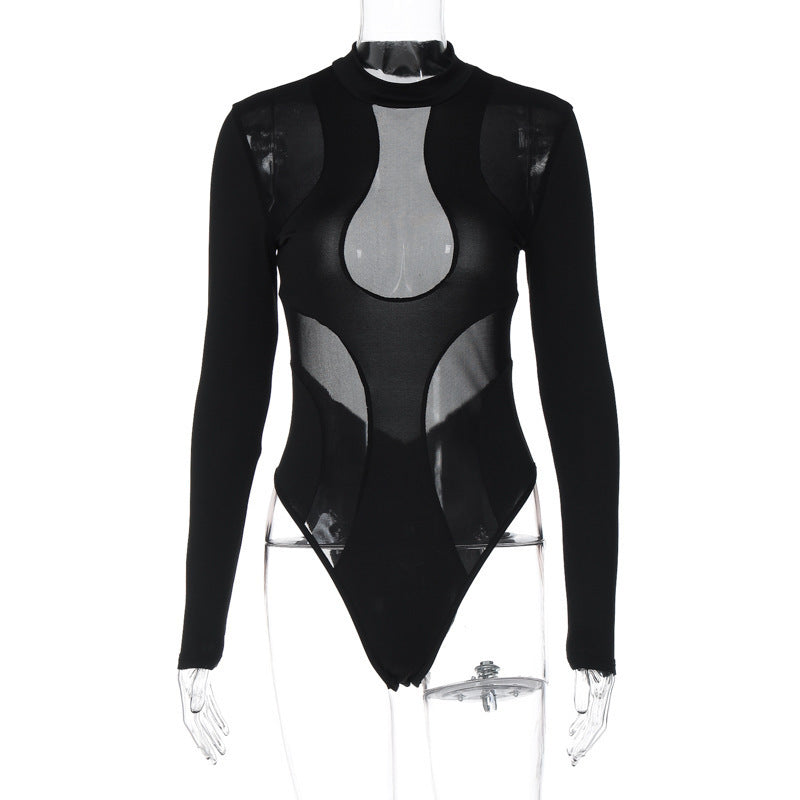 Trendy women's bodysuit with cut-outs and mesh inserts – Nayeli-S-Nora Luxe