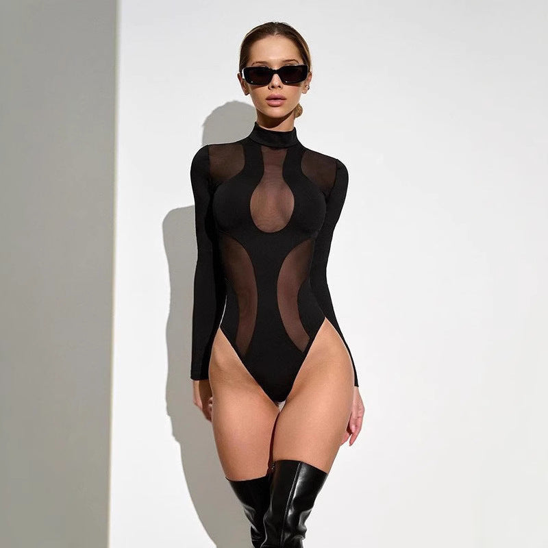 Trendy women's bodysuit with cut-outs and mesh inserts – Nayeli-S-Nora Luxe