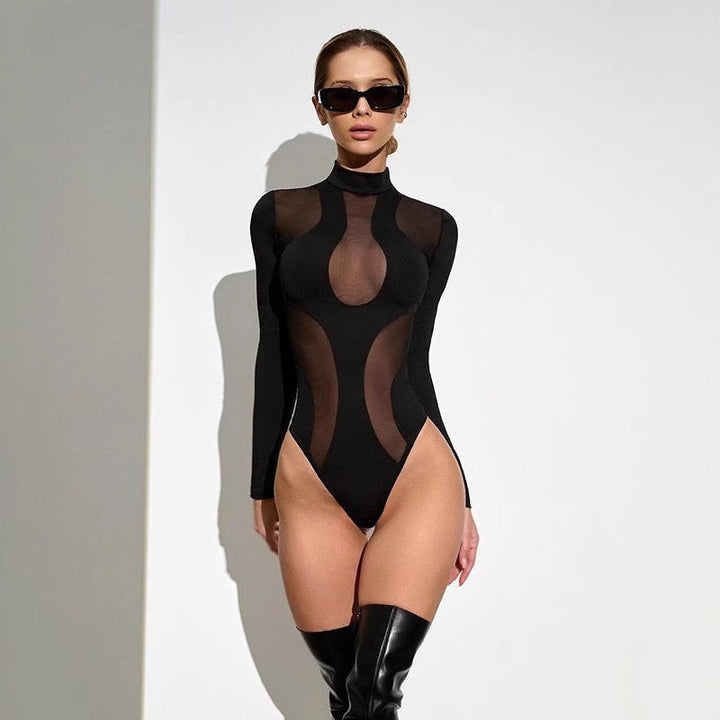 Trendy women's bodysuit with cut-outs and mesh inserts – Nayeli-S-Nora Luxe