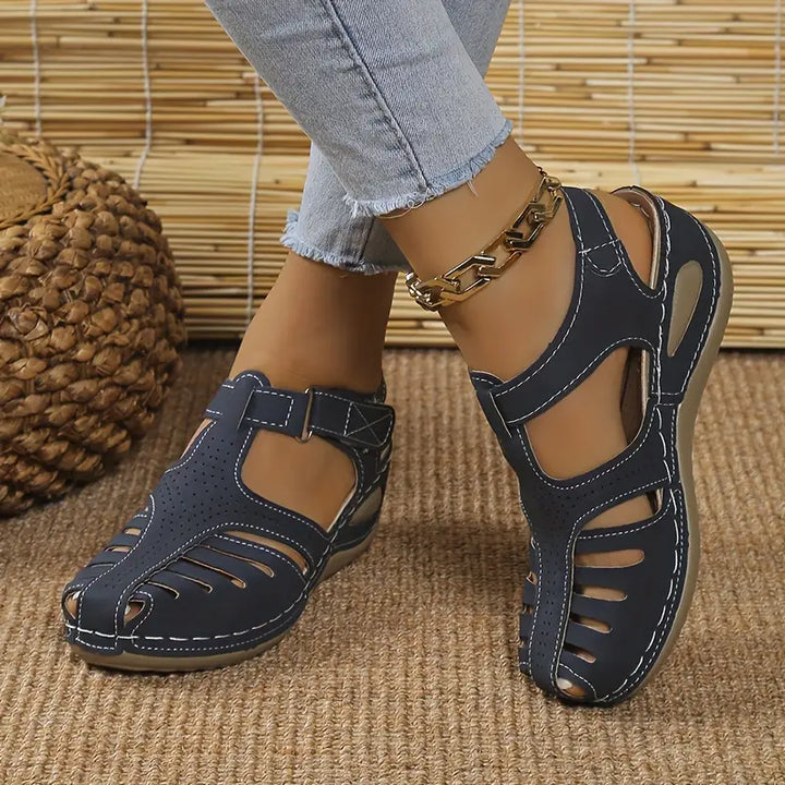 Trendy women's comfort sandals with orthopedic support – Mirella-Blue-3-Nora Luxe
