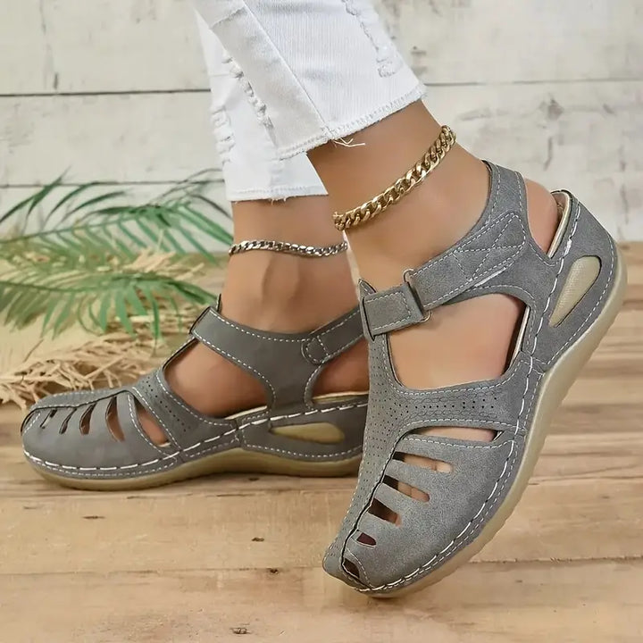 Trendy women's comfort sandals with orthopedic support – Mirella-Grey-3-Nora Luxe