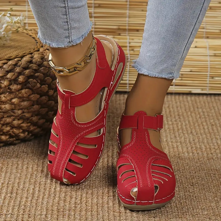 Trendy women's comfort sandals with orthopedic support – Mirella-Red-3-Nora Luxe