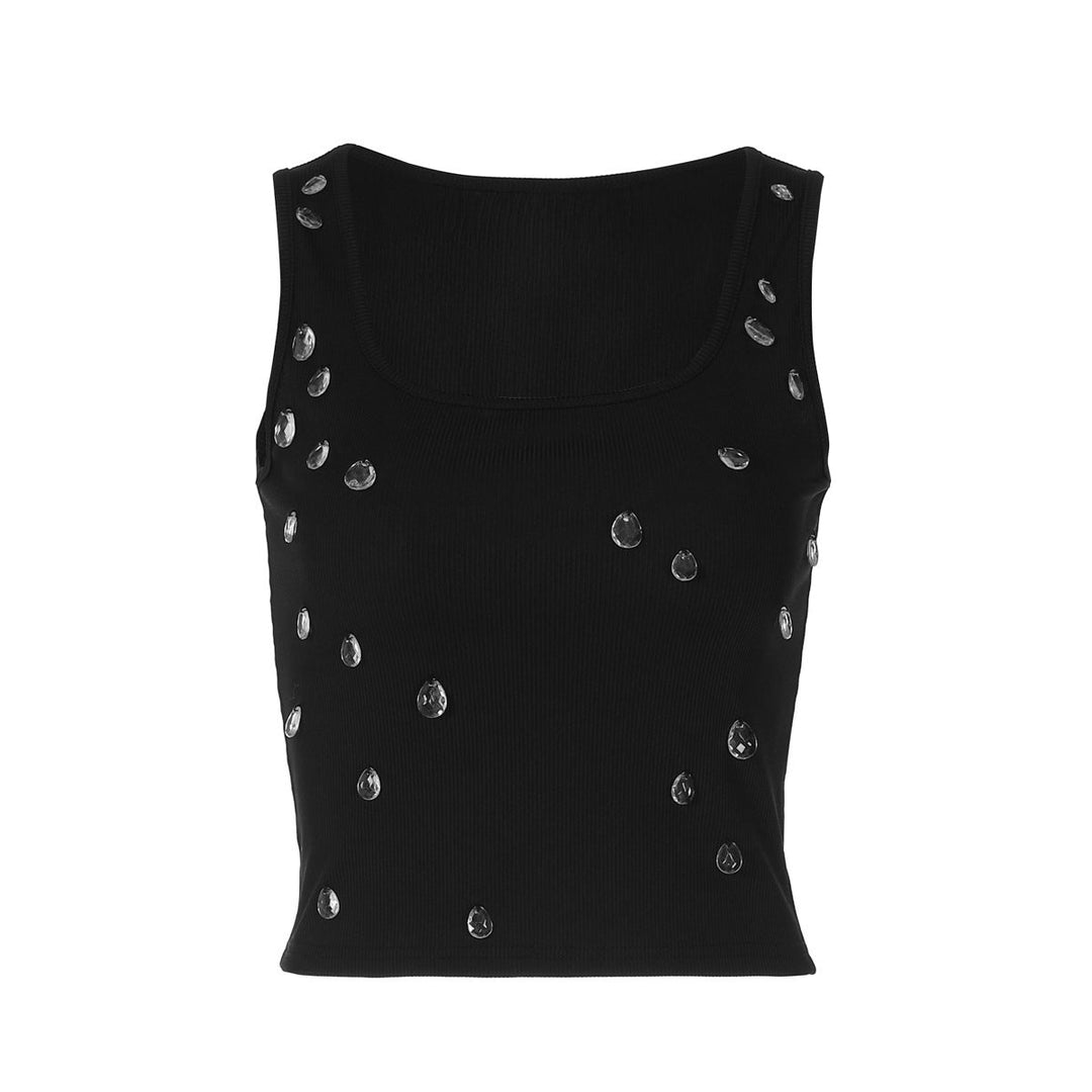 Trendy women's crop top with embellishment and figure-hugging cut – Liora-White-S-Nora Luxe