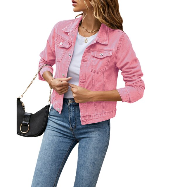 Trendy Women's Denim Jacket with Comfortable Fit – Malina-Pink-S-Nora Luxe