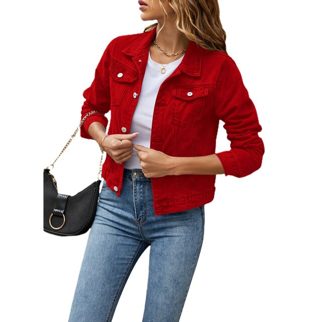 Trendy Women's Denim Jacket with Comfortable Fit – Malina-Red-S-Nora Luxe