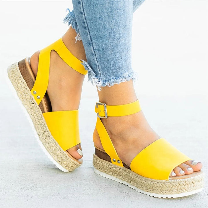Trendy women's high heel sandals with zipper – Leona-Yellow-3-Nora Luxe
