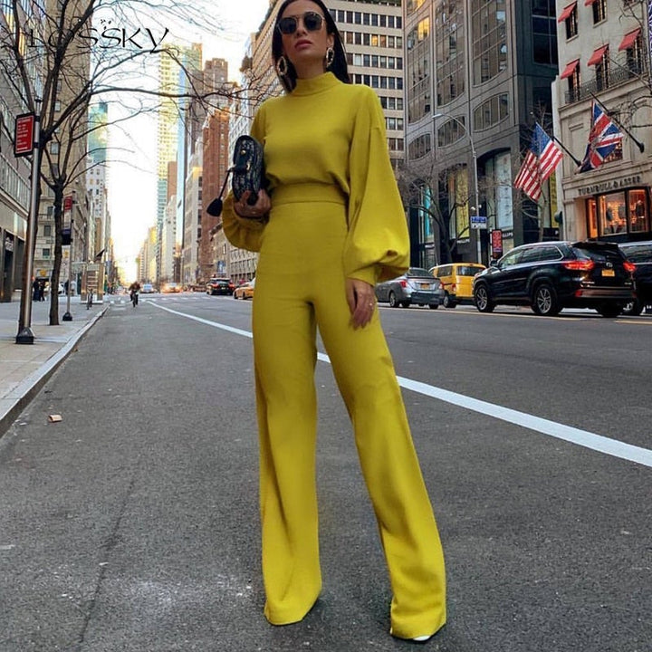 Trendy Women's Jumpsuit - Evelyn-Yellow-S-Nora Luxe