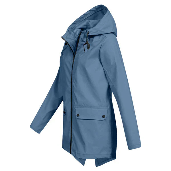Trendy Women's Rain Jacket with Hood - Liora-Beige-S-The Livary