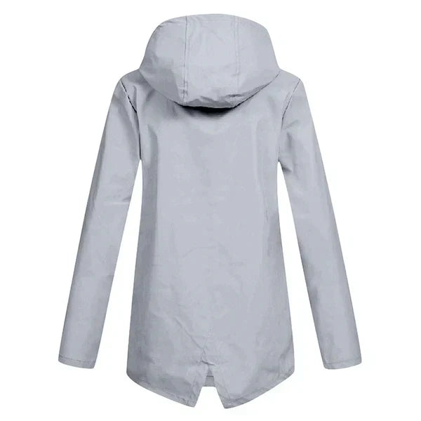 Trendy Women's Rain Jacket with Hood - Liora-Beige-S-The Livary