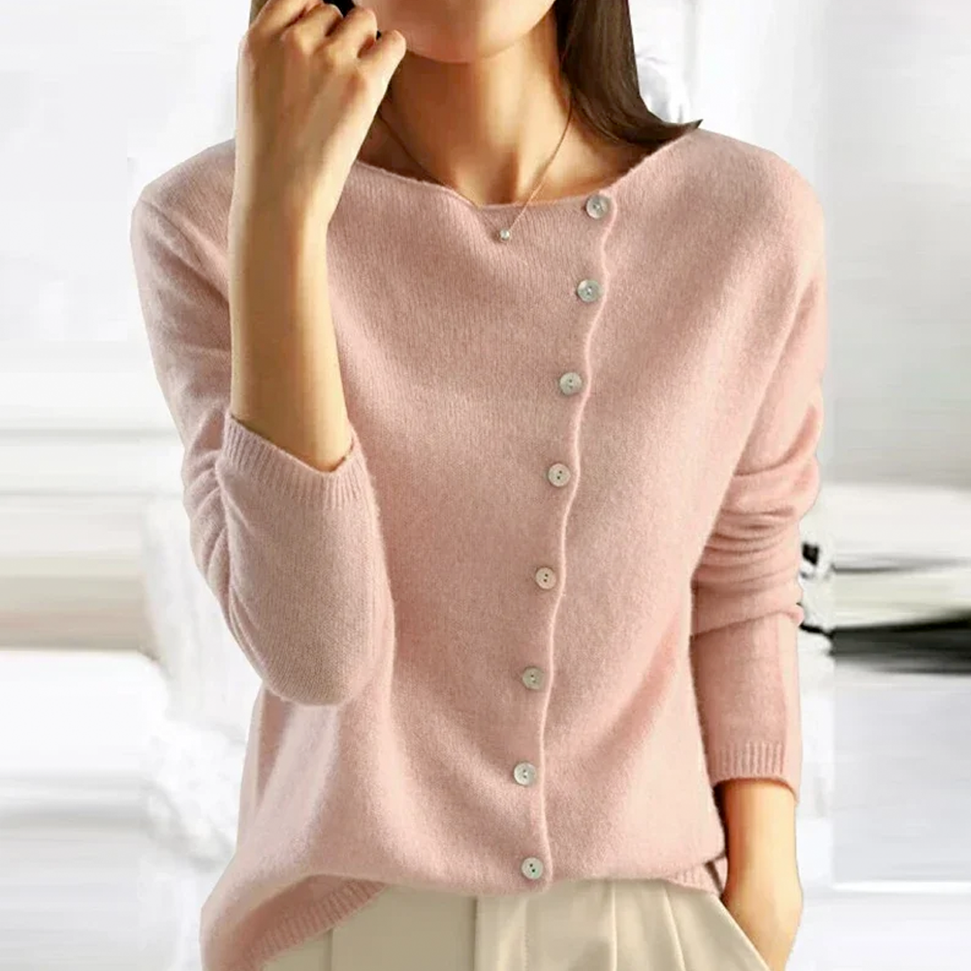 Trendy Women's Sweater with V-Neck - Sienna-Pink-XS-Nora Luxe