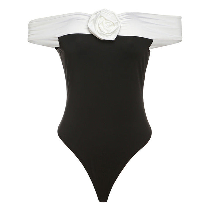 Trendy women's swimsuit with off-shoulder design & floral details – Elara-S-Nora Luxe