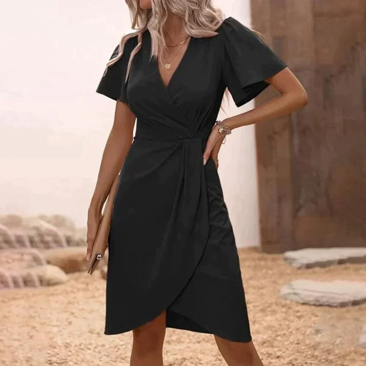 Trendy Wrap Dress - Serafina-black-XS-Nora Luxe