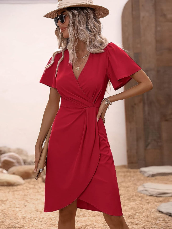 Trendy Wrap Dress - Serafina-red-XS-Nora Luxe