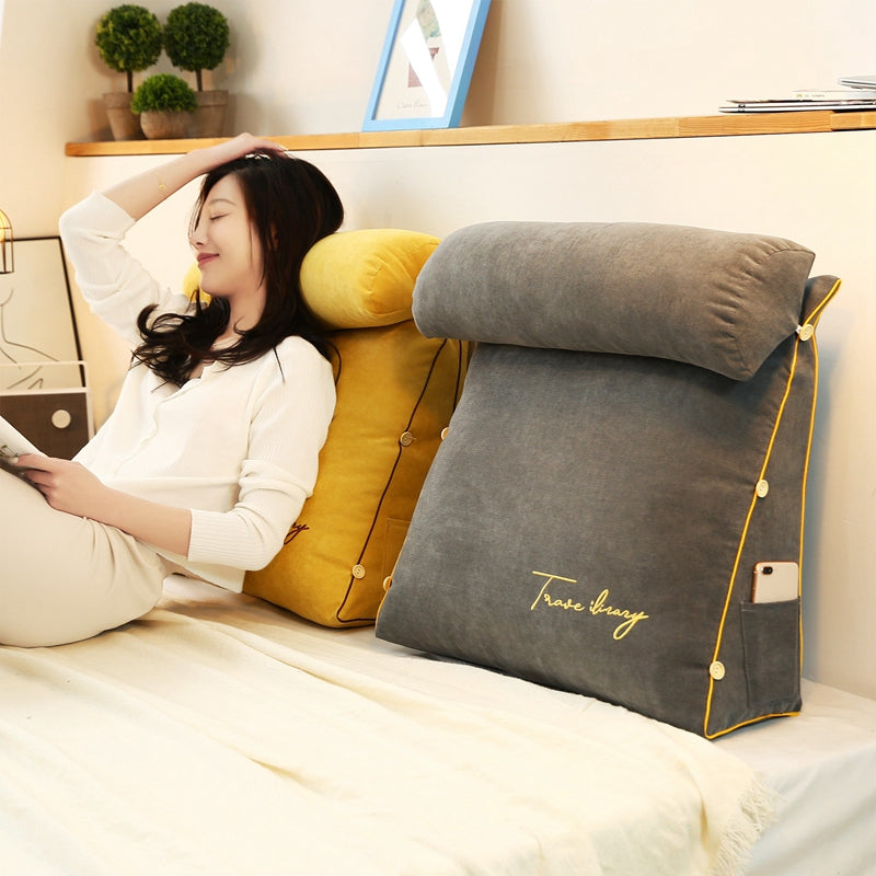 Triangular Back Support Cushion - RelaxBack-Charcoal-Nora Luxe