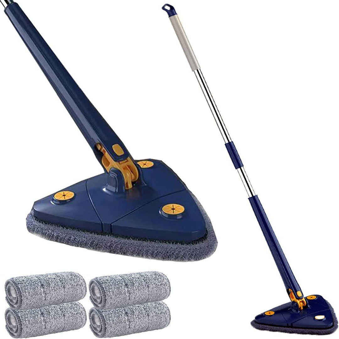 Triangular Mop - CleanReach-Blue + Free 4 microfiber cloths-Nora Luxe