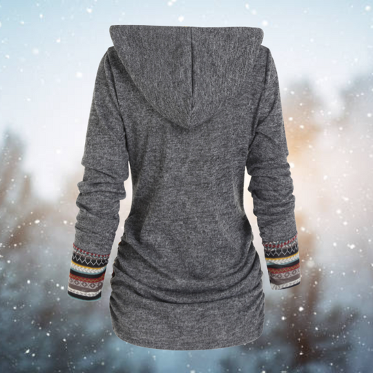 Tribal Hoodie with Geometric Pattern – Naïma-Grey-S-The Livary