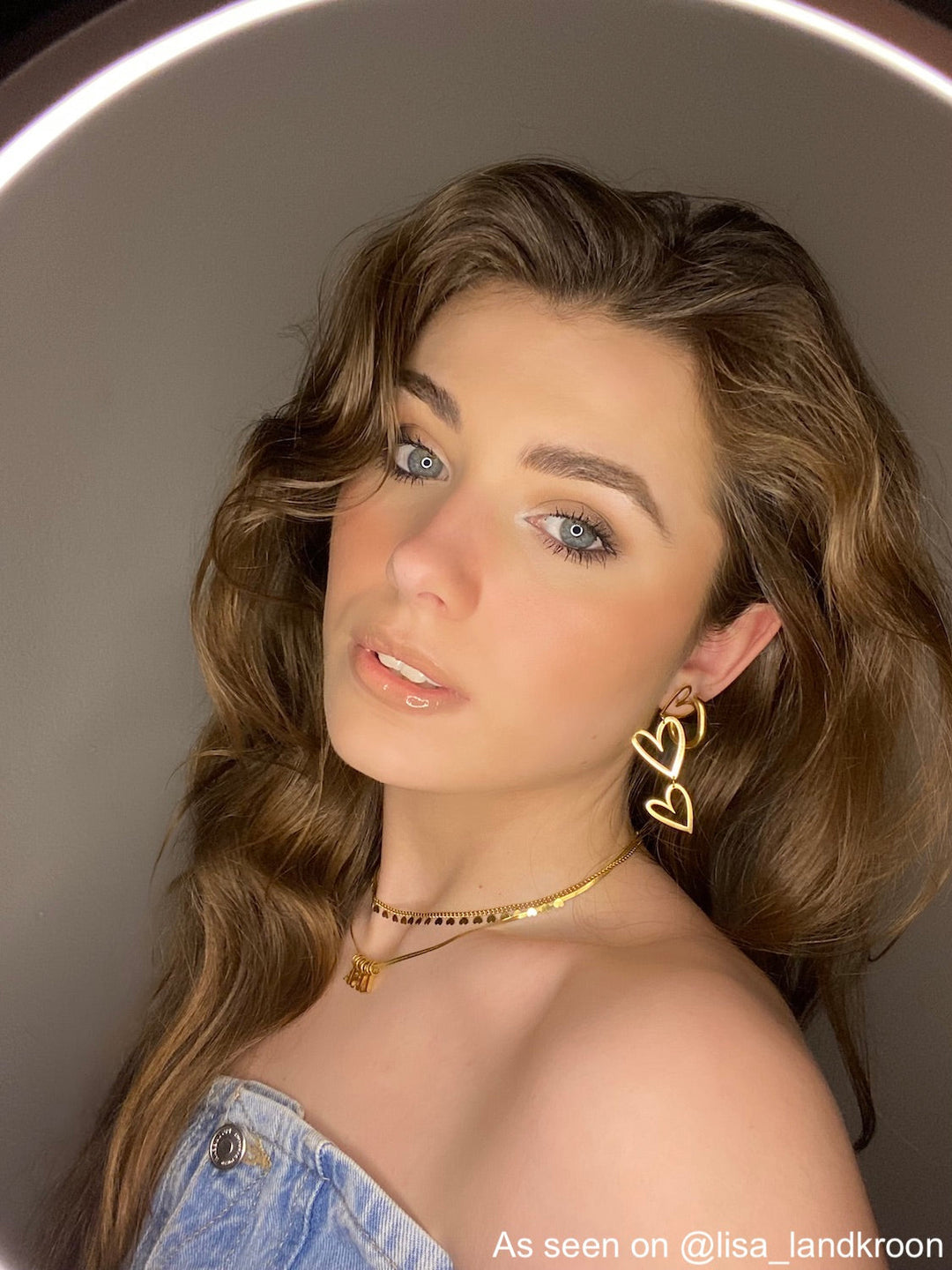 Triple Heart Pendant Earrings-Gold-plated-Nora Luxe