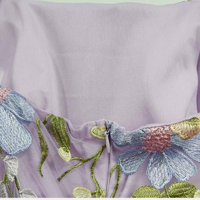 Tulle Cocktail Dress with Floral Appliqués - Rosalie-Purple-XS-Nora Luxe