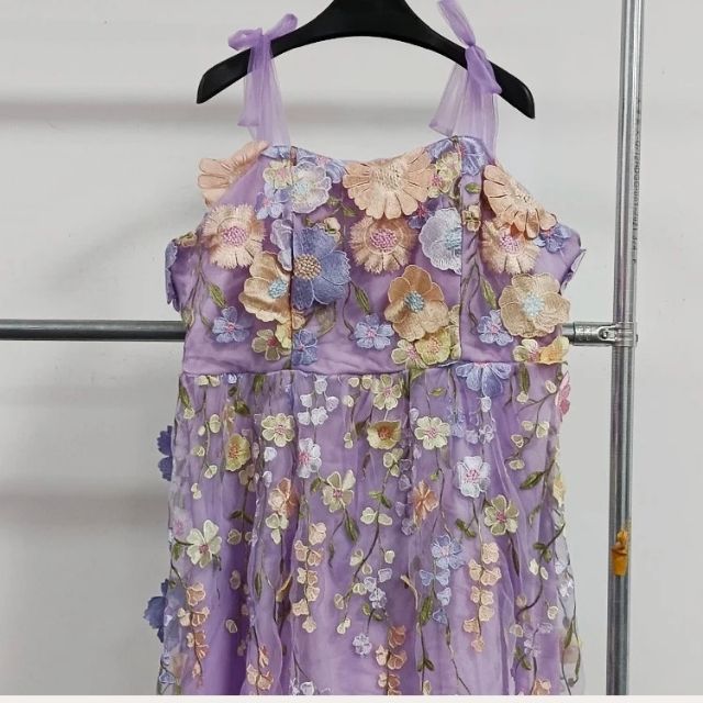 Tulle Cocktail Dress with Floral Appliqués - Rosalie-Purple-XS-Nora Luxe