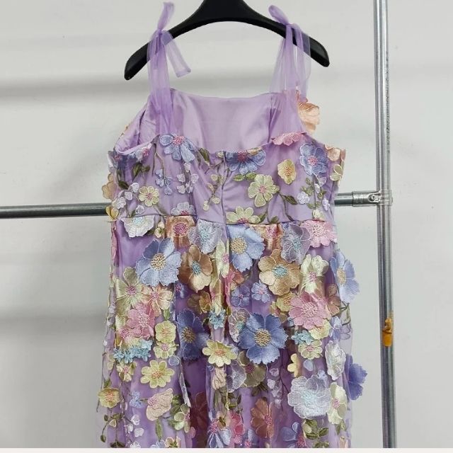 Tulle Cocktail Dress with Floral Appliqués - Rosalie-Purple-XS-Nora Luxe